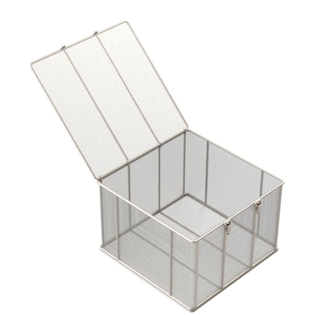 Anysizebasket Rectangular Wire Mesh Basket: 18Lx18Wx12H, 304 SS, 5/16 Rod Frame, Mesh: 4 x .063 TMT-180180120-P04S
